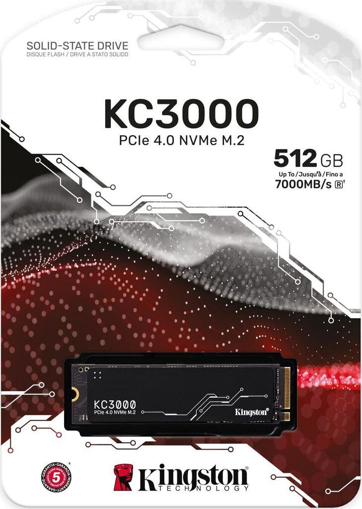 SSD|KINGSTON|KC3000|512GB|M.2|NVMe|3D TLC|Write speed 3900 MBytes/sec|Read speed 7000 MBytes/sec|TBW 400 TB|MTBF 1800000 hours|SKC3000S/512G цена и информация | Iekšējie cietie diski (HDD, SSD, Hybrid) | 220.lv