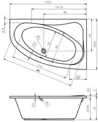 Угловая ванна RIHO Lyra 153x100,5 см цена и информация | Для ванны | 220.lv