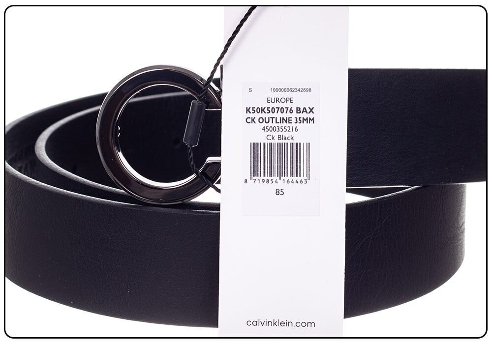 Sieviešu siksna Calvin Klein CK OUTLINE 35 mm BLACK K50K507076 BAX 29298 cena un informācija | Sieviešu jostas | 220.lv