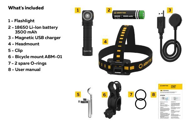 Prožektors Armytek Wizard C2 Pro Nichia Magnet USB, silta gaisma cena un informācija | Lukturi | 220.lv