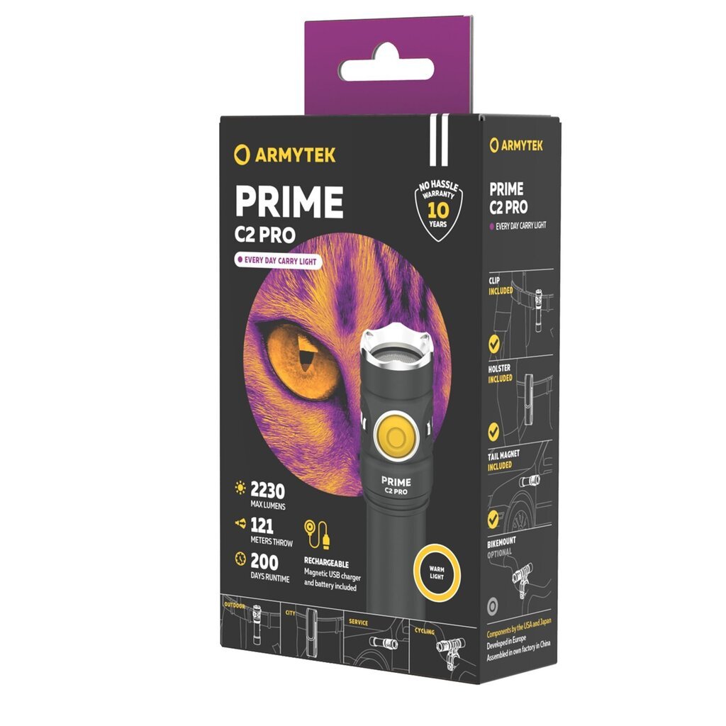 Lukturītis Armytek Prime C2 Pro Magnet USB, silta gaisma цена и информация | Lukturi | 220.lv