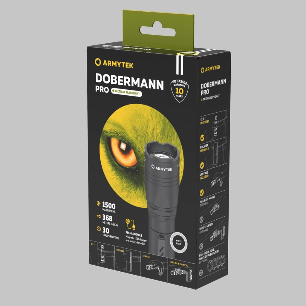 Lukturītis Armytek Dobermann Pro Magnet USB, silta gaisma cena un informācija | Lukturi | 220.lv