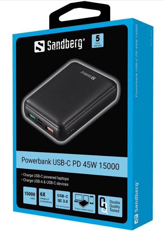 Sandberg 420-66, 15000 mAh цена и информация | Lādētāji-akumulatori (Power bank) | 220.lv