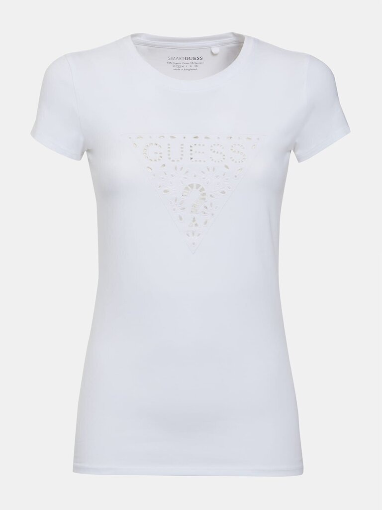 Sieviešu T-krekls Guess T-SHIRT SS EYELET FLORAL LOG WHITE W2GI31KA0Q1 G011 43552 cena un informācija | T-krekli sievietēm | 220.lv
