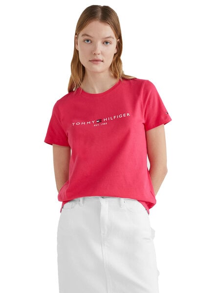 Женская футболка Tommy Hilfiger T-SHIRT TH ESS HILFIGER C-NK REG TEE SS,  розовая WW0WW28681 TZR 44796 цена | 220.lv