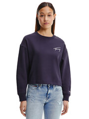 Sporta džemperis sievietēm Tommy Hilfiger TJW CROP TOMMY SIGNATURE CREW, tumši zils DW0DW12041 C87 44911 цена и информация | Женские кофты | 220.lv