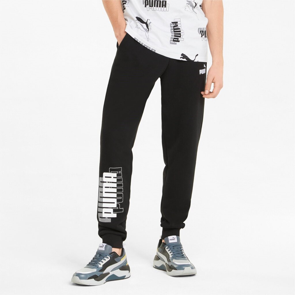 Sporta bikses vīriešiem Puma POWER LOGO SWEATPANTS, melnas 847381 01 44935 cena un informācija | Sporta apģērbs vīriešiem | 220.lv