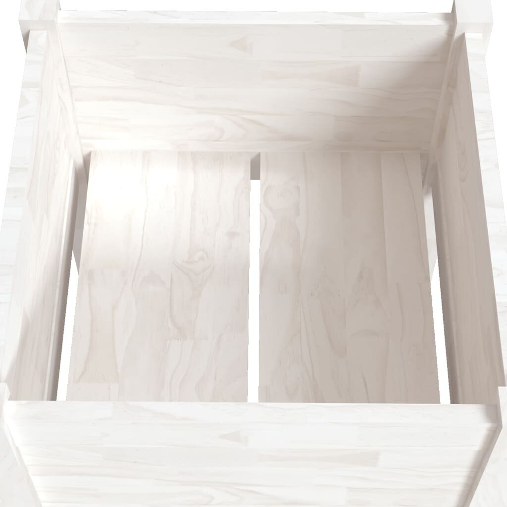 vidaXL dārza puķu kaste, balta, 40x40x70 cm, priedes masīvkoks cena un informācija | Balkona kastes | 220.lv