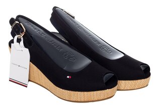 Женские босоножки Tommy Hilfiger ICONIC ELBA SLING BACK WEDGE BLACK FW0FW04788 BDS 14975 цена и информация | Женские босоножки | 220.lv