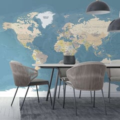 Fototapetes - Zilā pasaules karte angļu valodā cena un informācija | Fototapetes | 220.lv