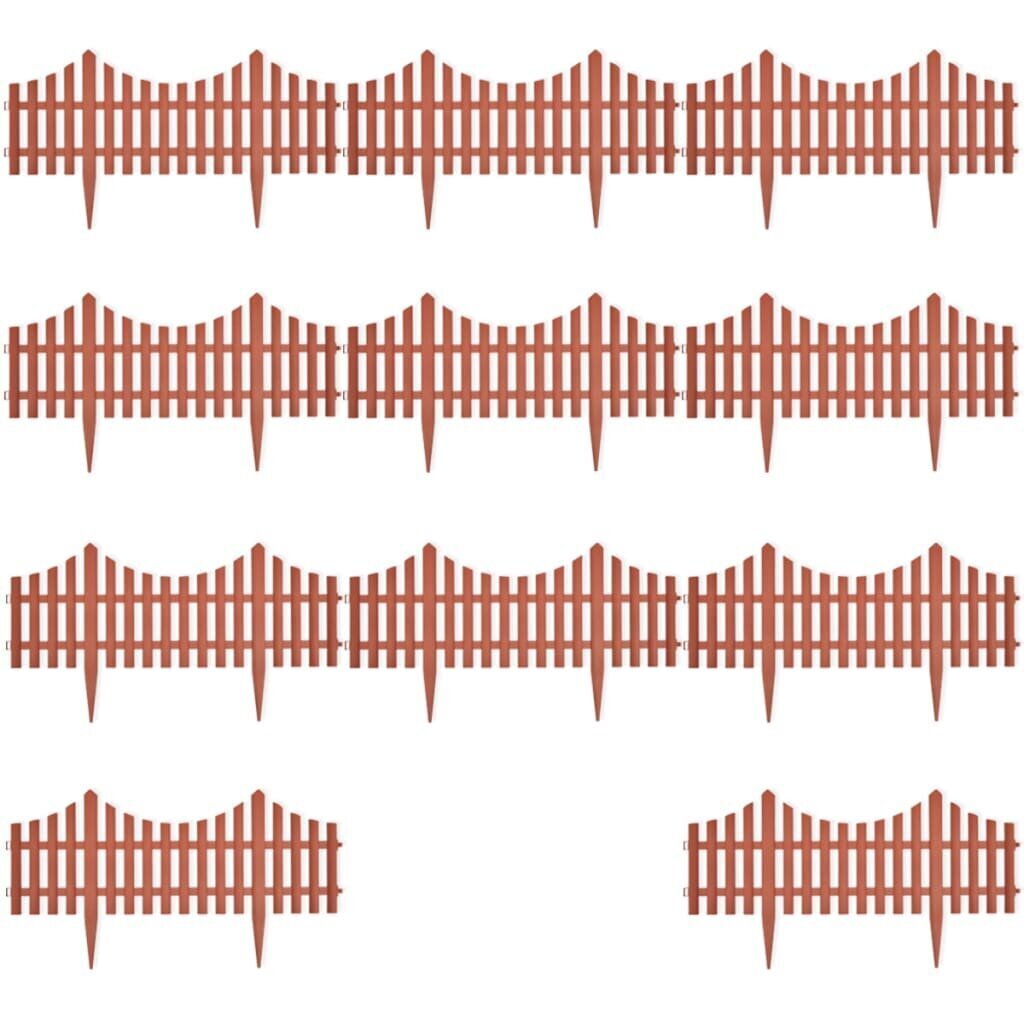 vidaXL zāliena sadalītāji, 17 gab., 10 m, brūni cena un informācija | Žogi un piederumi | 220.lv
