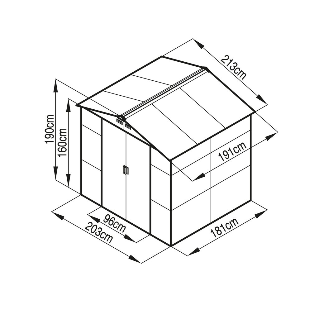 Dārza mājiņa G21 GAH 407 - 213 x 191cm, plastmasas, pelēka 63900521 цена и информация | Dārza mājiņas, šķūņi, malkas nojumes | 220.lv