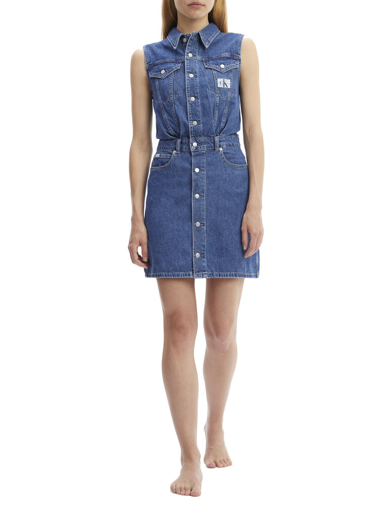 Kleita Calvin Klein SLEEVELESS DRESS DENIM J20J218479 1A4 44798 cena un informācija | Svārki | 220.lv