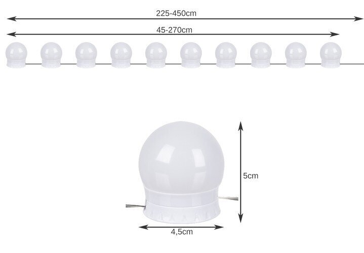 Spoguļa / tualetes galdiņa LED lampas - 10 gab. цена и информация | Galda lampas | 220.lv