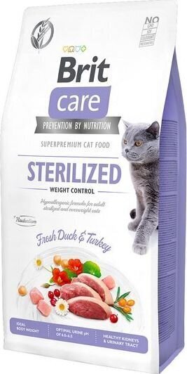 Brit Care Cat Grain-Free Sterilized Weight Control kaķu barība 7kg цена и информация | Sausā barība kaķiem | 220.lv