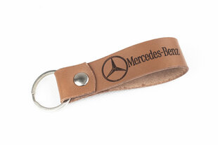Ādas piekariņš Mercedes-Benz, gaiši brūns cena un informācija | Atslēgu piekariņi | 220.lv