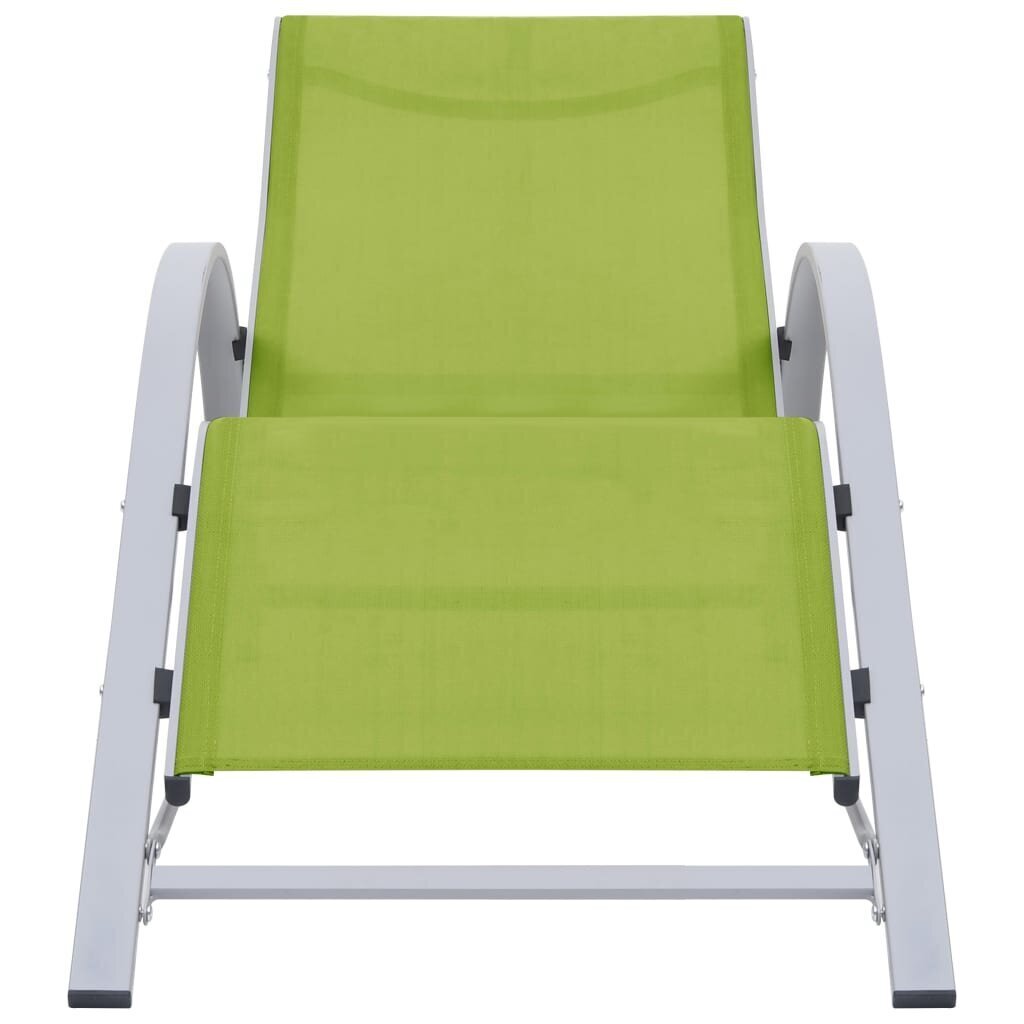 310540 vidaXL Sun Loungers 2 pcs with Table Aluminium Green cena un informācija | Sauļošanās krēsli | 220.lv