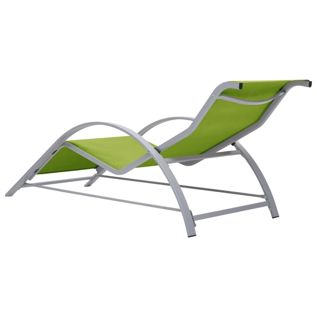 310540 vidaXL Sun Loungers 2 pcs with Table Aluminium Green цена и информация | Sauļošanās krēsli | 220.lv