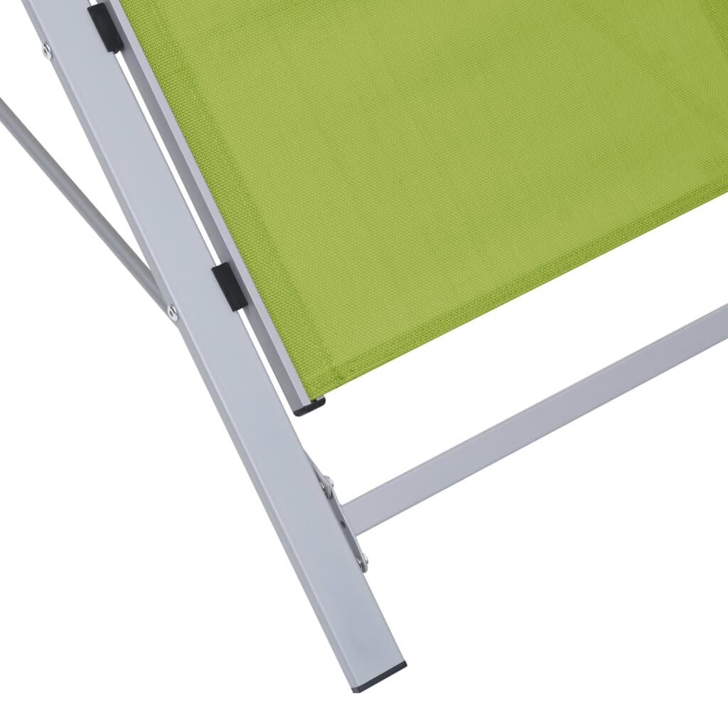 310540 vidaXL Sun Loungers 2 pcs with Table Aluminium Green cena un informācija | Sauļošanās krēsli | 220.lv