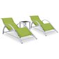 310540 vidaXL Sun Loungers 2 pcs with Table Aluminium Green cena un informācija | Sauļošanās krēsli | 220.lv