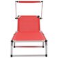 312459 vidaXL Folding Sun Loungers with Roof 2 pcs Aluminium&Textilene Red cena un informācija | Sauļošanās krēsli | 220.lv