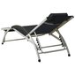 310529 vidaXL Sun Lounger with Pillow Textilene Black cena un informācija | Sauļošanās krēsli | 220.lv