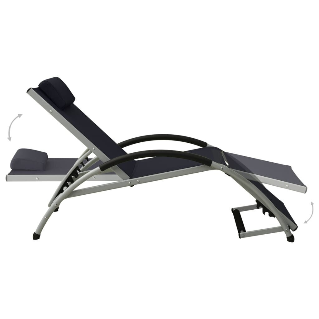 310529 vidaXL Sun Lounger with Pillow Textilene Black cena un informācija | Sauļošanās krēsli | 220.lv