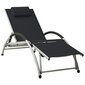 310529 vidaXL Sun Lounger with Pillow Textilene Black cena un informācija | Sauļošanās krēsli | 220.lv