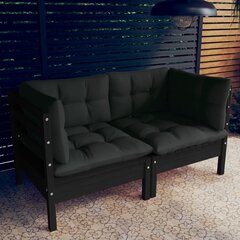 vidaXL 2-vietīgs dārza dīvāns ar antracītpelēkiem matračiem, priede цена и информация | скамейка со столиком | 220.lv