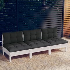 vidaXL 3-vietīgs dārza dīvāns ar antracītpelēkiem spilveniem, priede цена и информация | скамейка со столиком | 220.lv