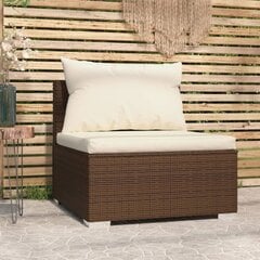 vidaXL vidējais dārza dīvāns ar matračiem, brūna PE rotangpalma kaina ir informacija | Dārza krēsli | 220.lv