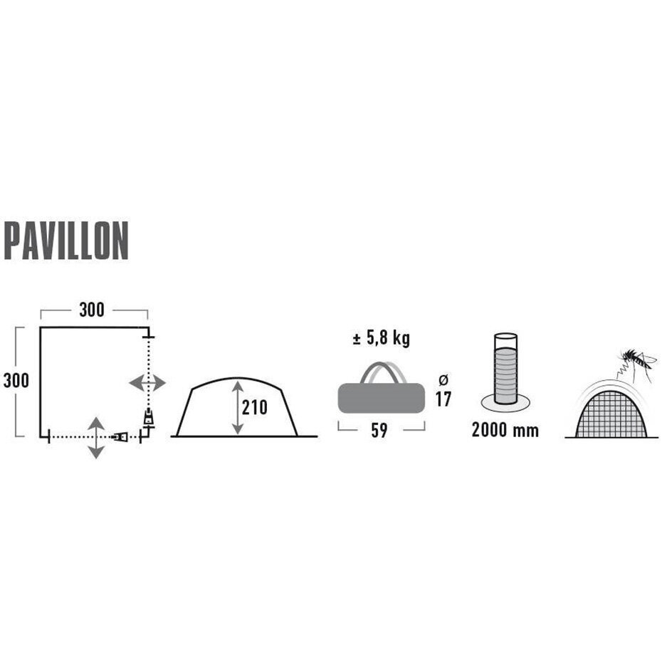 Paviljons High Peak Pavillon 3x3, pelēkzaļš cena un informācija | Dārza nojumes un lapenes | 220.lv