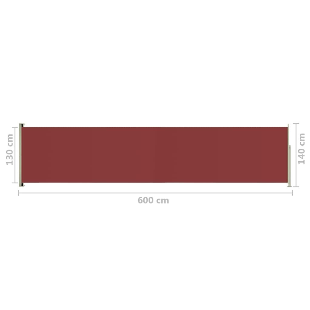 vidaXL izvelkama sānu markīze, sarkana, 140x600 cm cena un informācija | Saulessargi, markīzes un statīvi | 220.lv