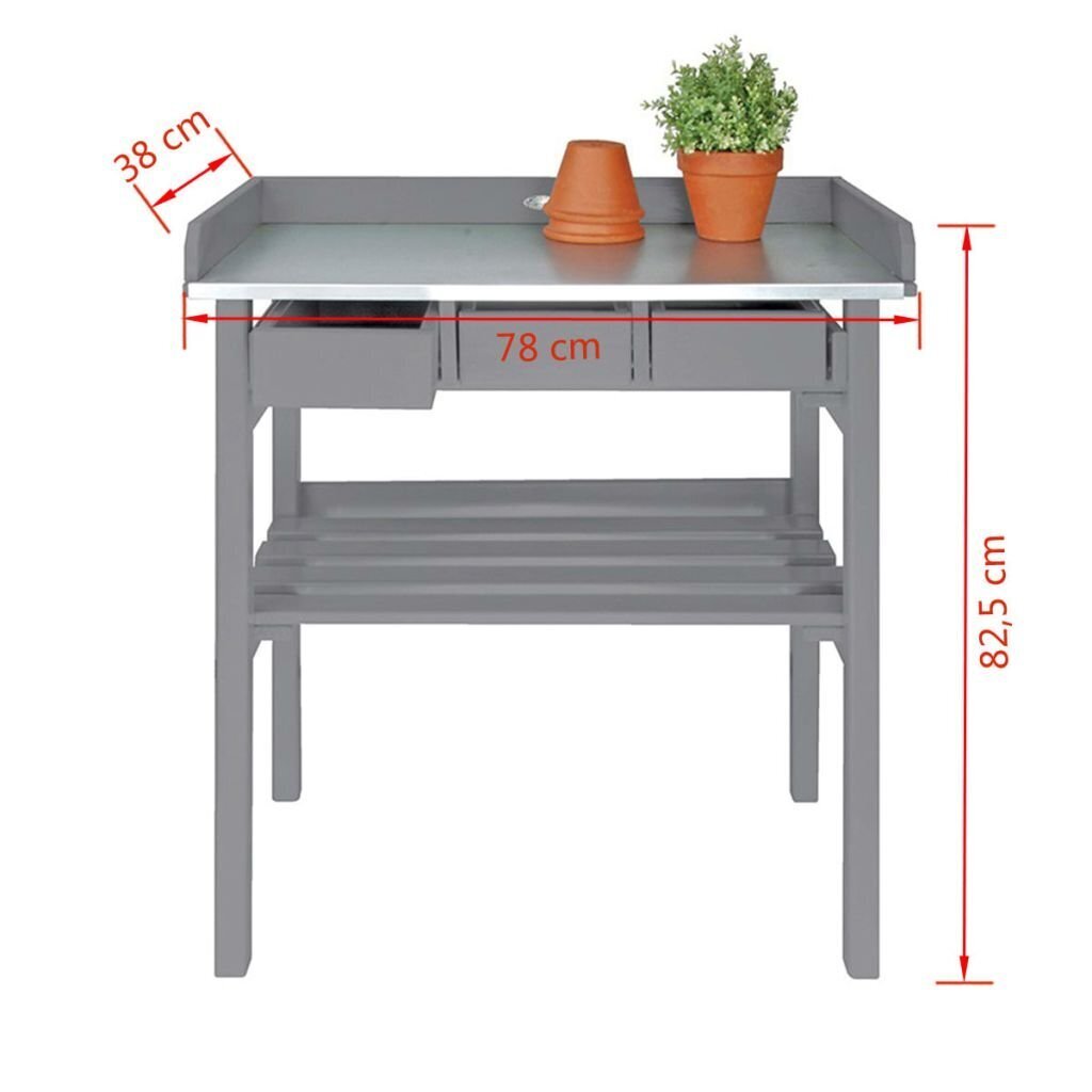 Esschert Design dārza darba galds, pelēks, CF29G cena un informācija | Dārza galdi | 220.lv