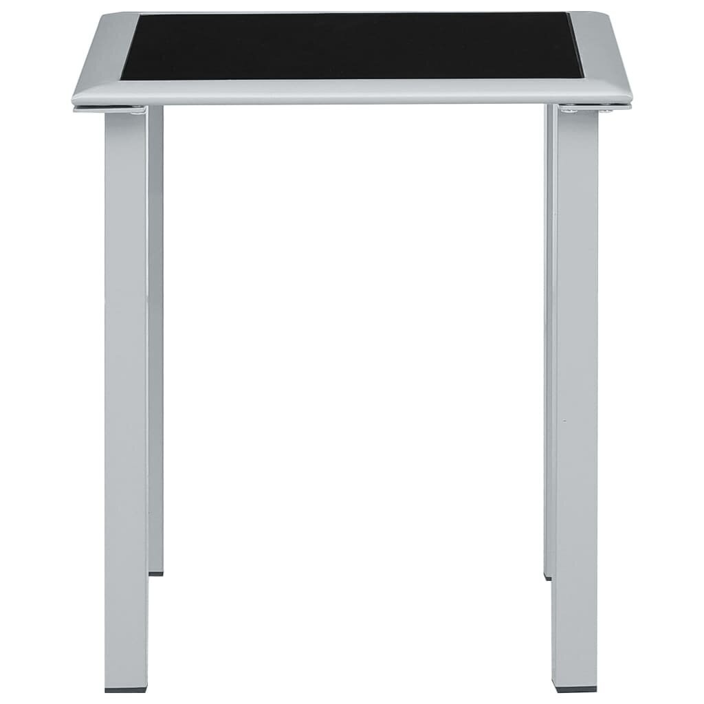 310541 vidaXL Garden Table Black and Silver 41x41x45 cm Steel and Glass cena un informācija | Dārza galdi | 220.lv