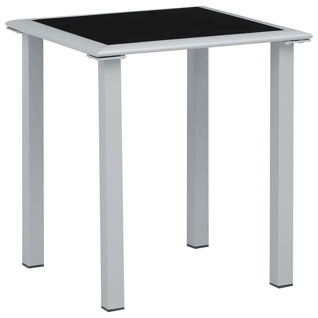 310541 vidaXL Garden Table Black and Silver 41x41x45 cm Steel and Glass cena un informācija | Dārza galdi | 220.lv