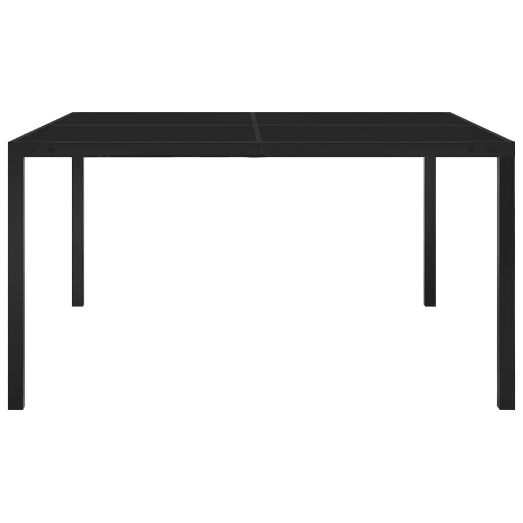 313099 vidaXL Garden Table 130x130x72 cm Black Steel and Glass cena un informācija | Dārza galdi | 220.lv