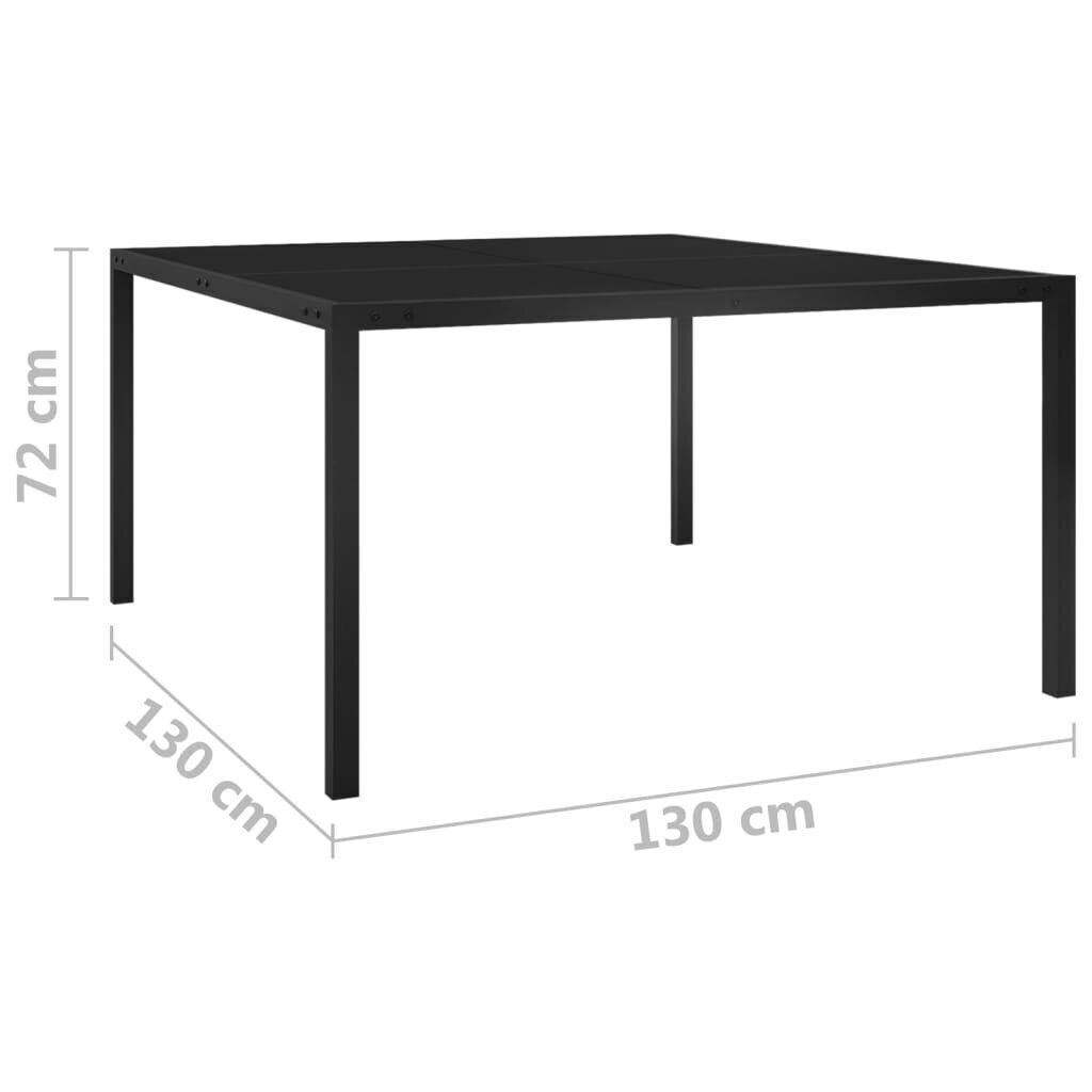 313099 vidaXL Garden Table 130x130x72 cm Black Steel and Glass cena un informācija | Dārza galdi | 220.lv