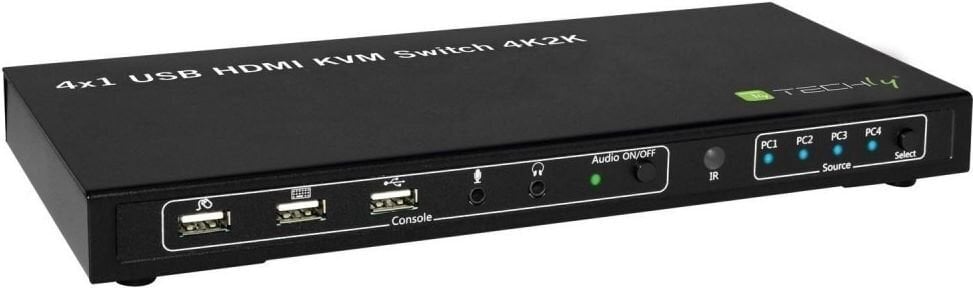 KVM slēdzis Techly HDMI/USB 4x1 ar audio 4K * 60 Hz cena un informācija | Komutatori (Switch) | 220.lv