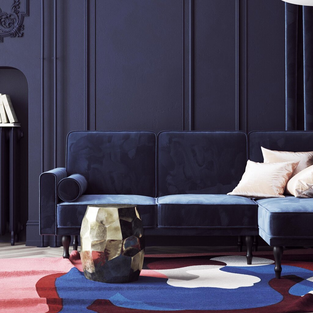 Universāls stūra dīvāns CosmoLiving by Cosmopolitan Edison, zils cena un informācija | Stūra dīvāni | 220.lv