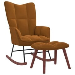 vidaXL šūpuļkrēsls ar kāju balstu, brūns samts цена и информация | Кресла для отдыха | 220.lv