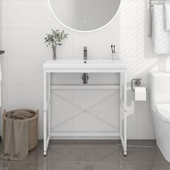 vidaXL vannasistabas izlietnes rāmis, balts, 79x38x83 cm, dzelzs cena un informācija | Vannas istabas skapīši | 220.lv