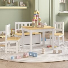 vidaXL 4-daļīgs bērnu galda un krēslu komplekts, balts ar bēšu, MDF cena un informācija | Bērnu istabas iekārtas | 220.lv
