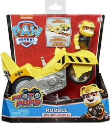 Paw Patrol Moto Pups - Rubble - роскошный автомобиль - мотоцикл с коллекционной фигуркой Rubble цена и информация | Конструктор автомобилей игрушки для мальчиков | 220.lv