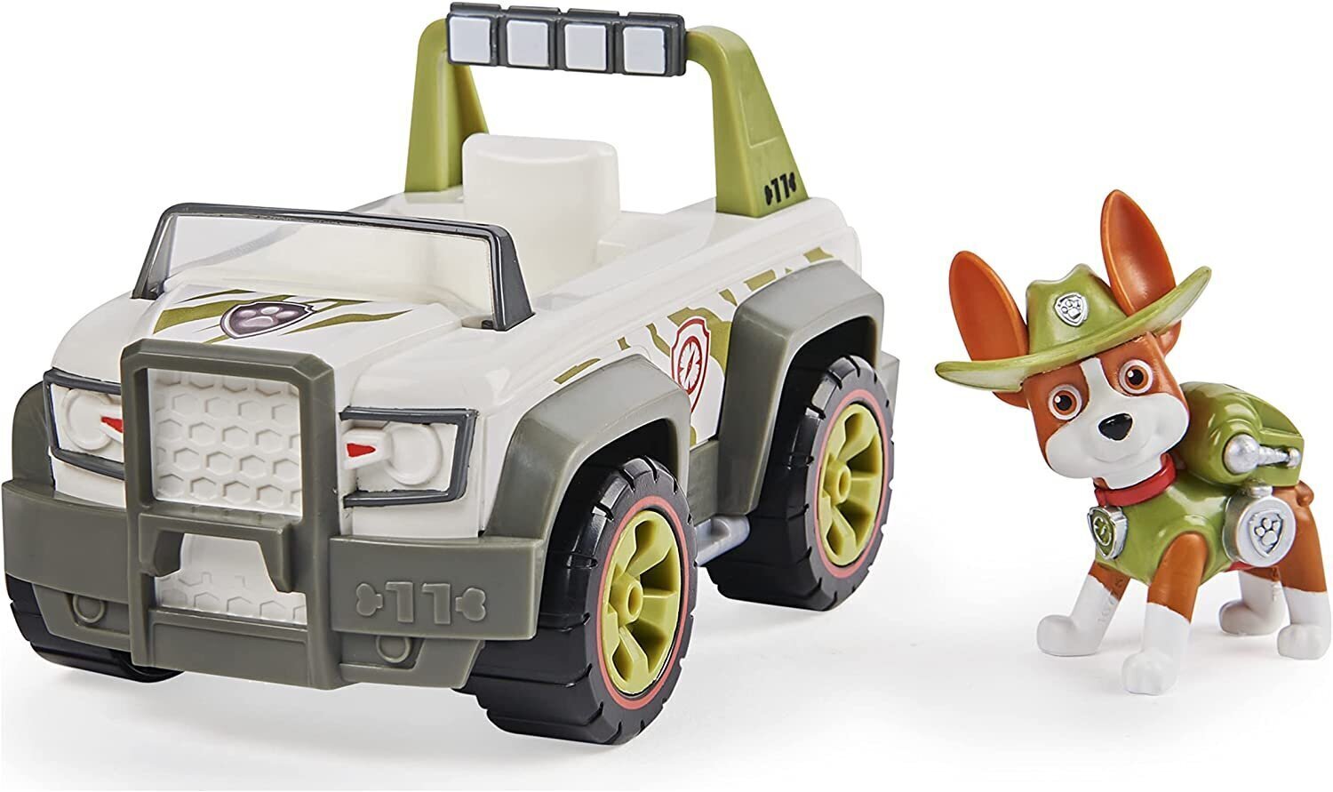 Paw Patrol Tracker Jungle Cruiser - auto ar Tracker kolekcionējamu figūriņu cena un informācija | Rotaļlietas zēniem | 220.lv