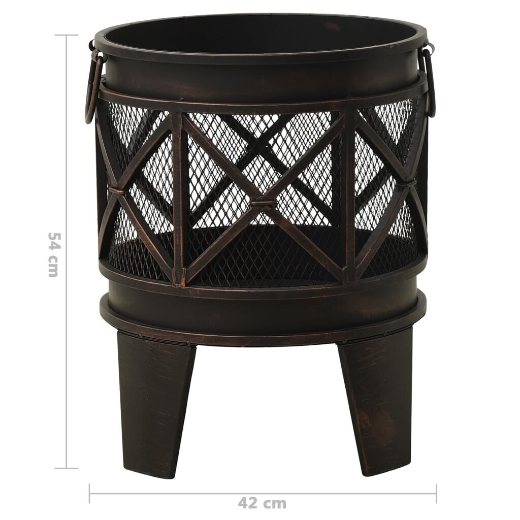 313637 vidaXL Rustic Fire Pit with Poker Φ42x54 cm Steel cena un informācija | Ugunskura vietas | 220.lv