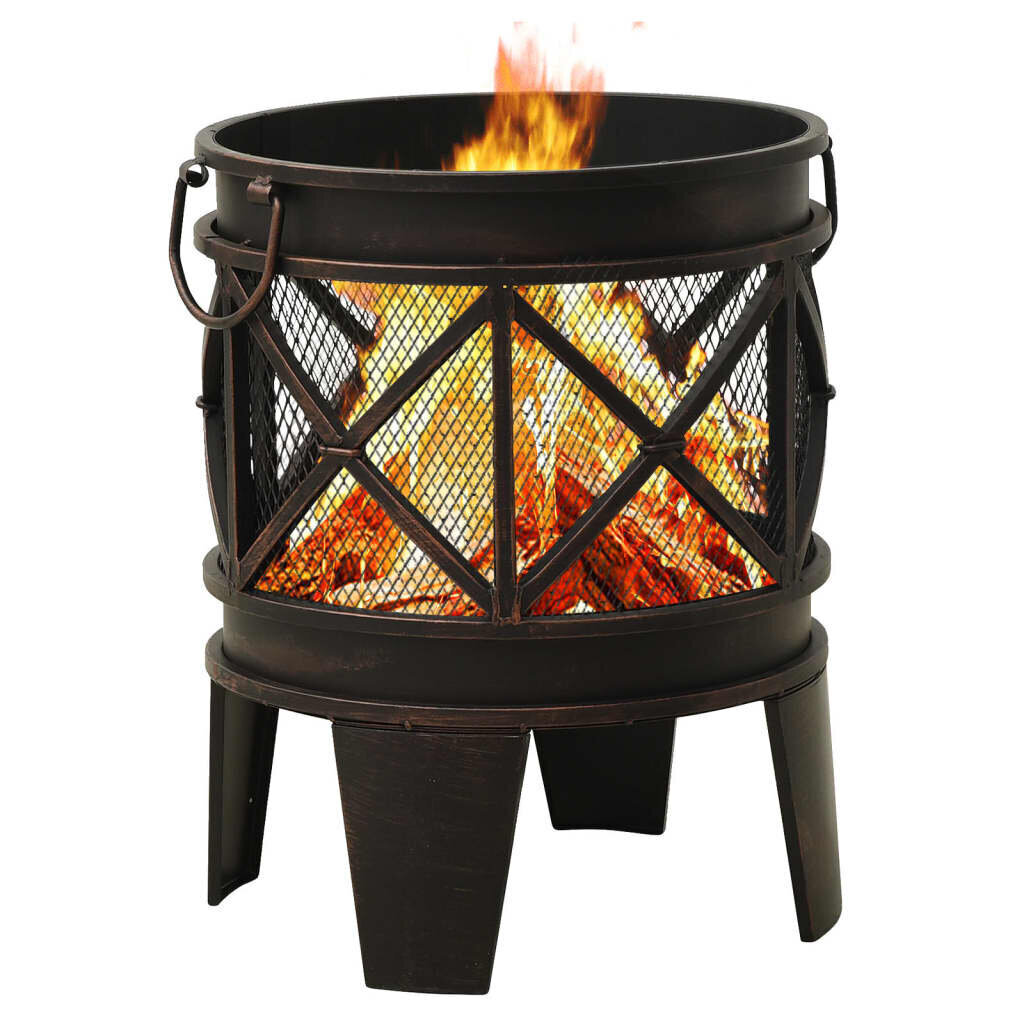 313637 vidaXL Rustic Fire Pit with Poker Φ42x54 cm Steel cena un informācija | Ugunskura vietas | 220.lv