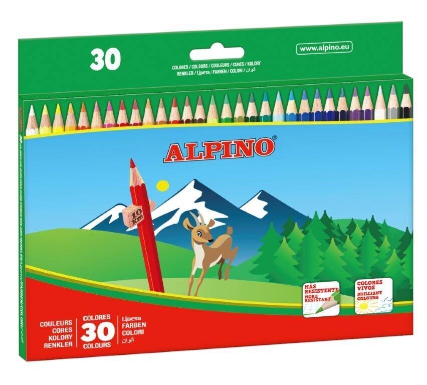 Krāsainie zīmuļi Alpino, 30 krāsas cena un informācija | Modelēšanas un zīmēšanas piederumi | 220.lv
