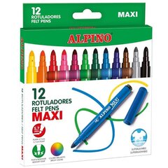 Flomāsteri Alpino Maxi, 12 krāsas cena un informācija | Modelēšanas un zīmēšanas piederumi | 220.lv