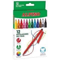 Flomāsteri ALPINO, 12 krāsas cena un informācija | Modelēšanas un zīmēšanas piederumi | 220.lv